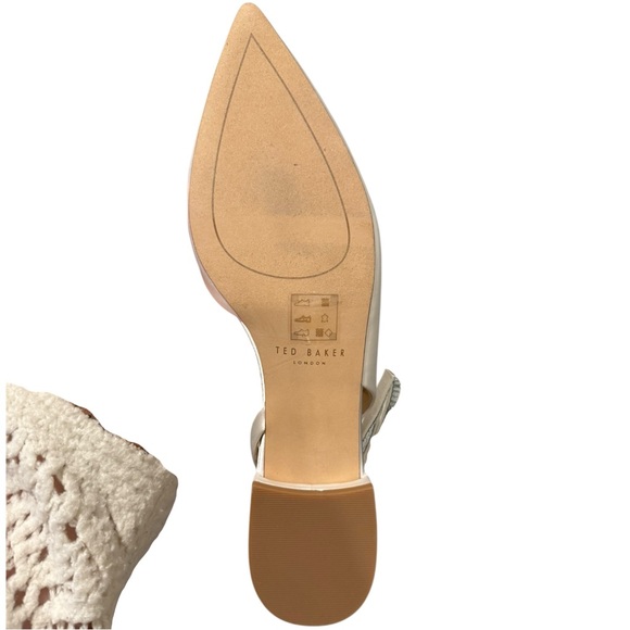 Ted Baker Jane Bow Slingback White Pointed Toe Flats Bridal Shoe NWT Size 10 - Picture 16 of 16